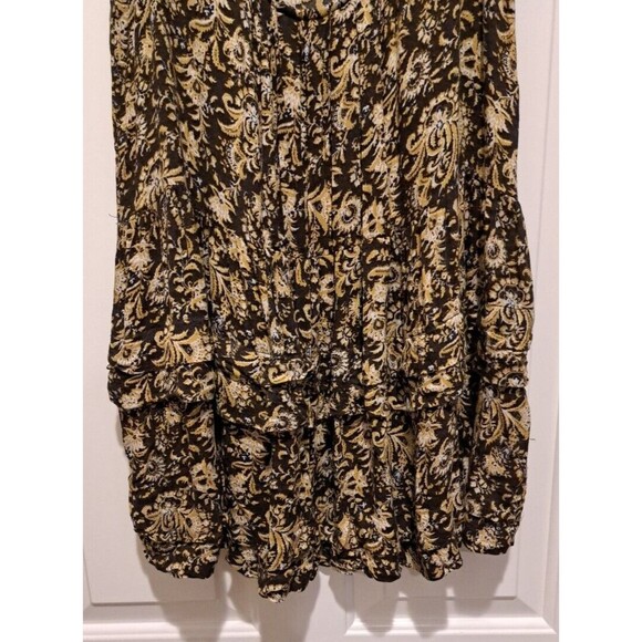 Intimately Free People Yellow & Black Paisley Tiered Ruffle Tank Top Tunic M - Picture 4 of 15